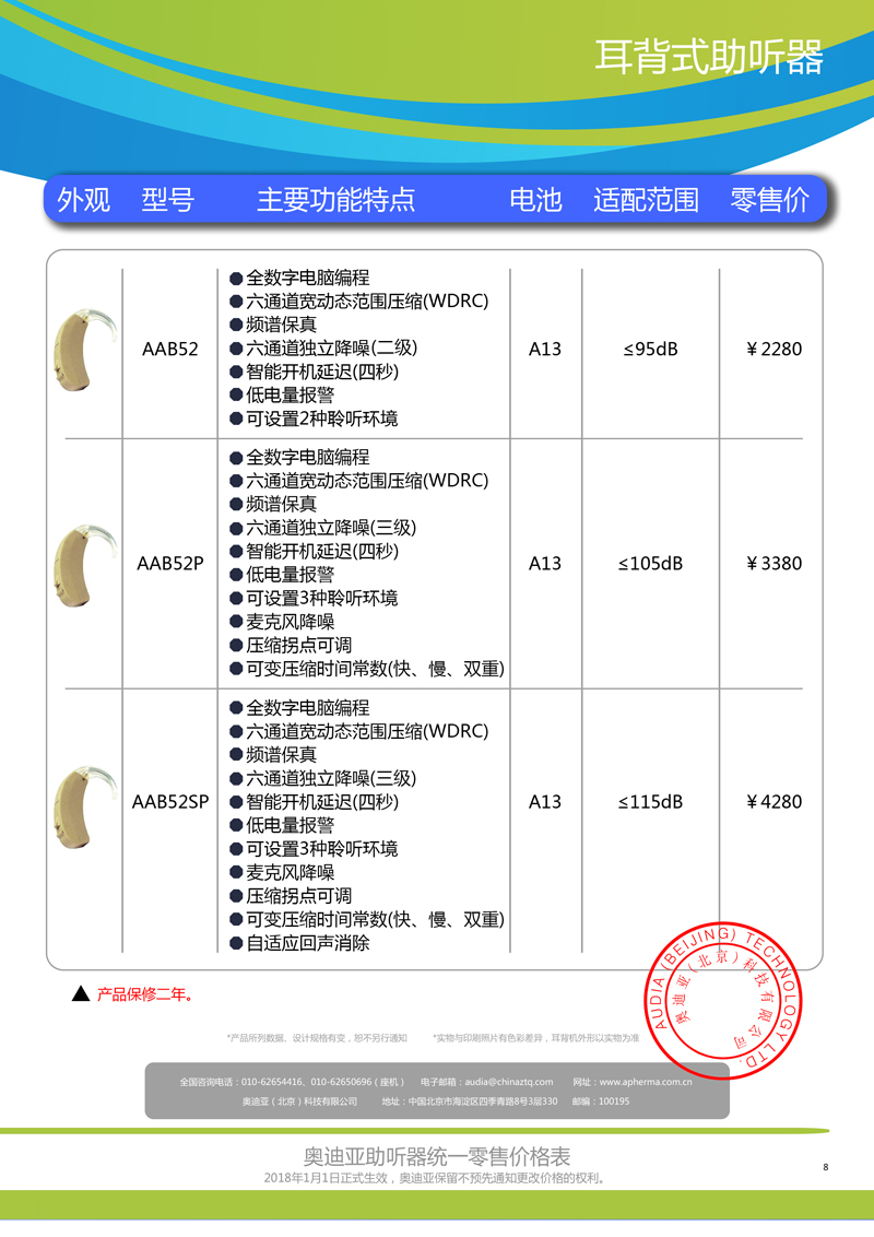 奥迪亚耳背式助听器产品介绍及价格表
